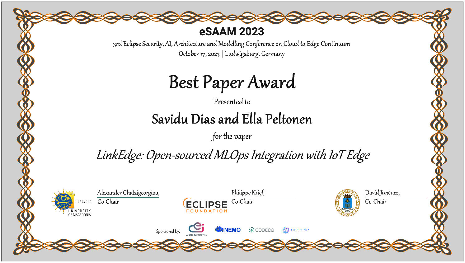 Best Paper Award